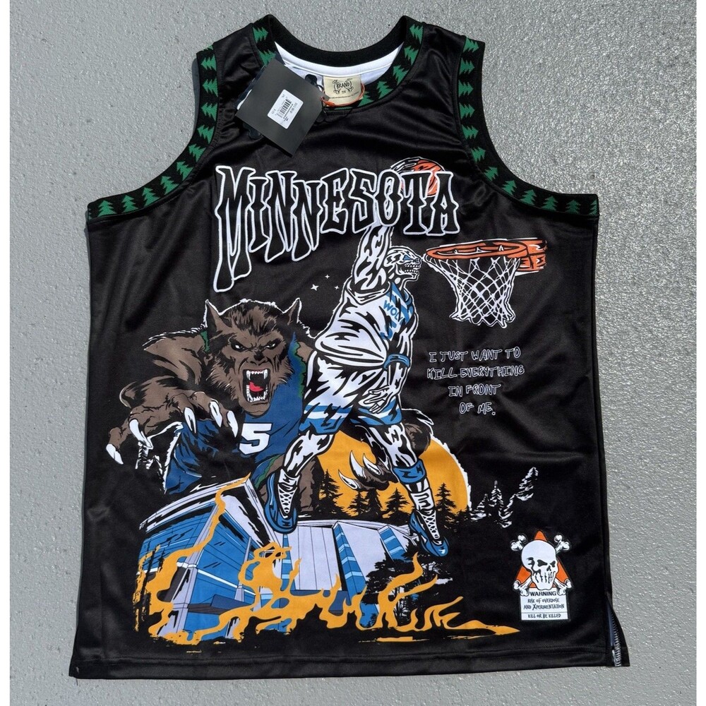 Men's NBA Minnesota Timberwolves Anthony Edwards Jersey Brand X Black Size 2XL